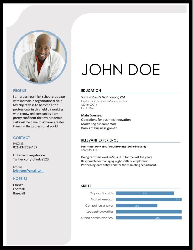 john-doe-resume-with-no-experience 