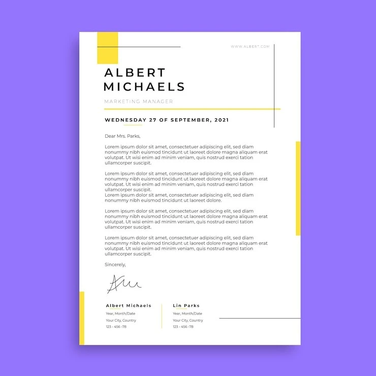 Modern minimalist cover letter
