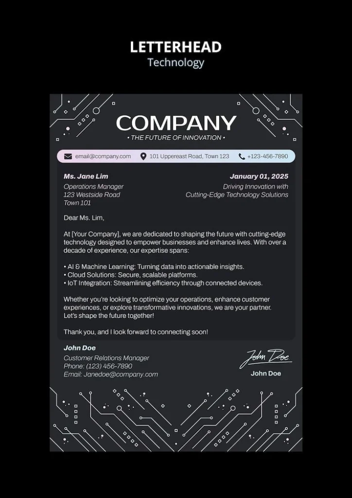 Tech cover letter example