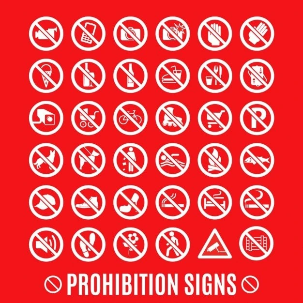 Different signs showing not allowed